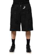 Bermuda en coton noir avec logo Dolce &amp; Gabbana