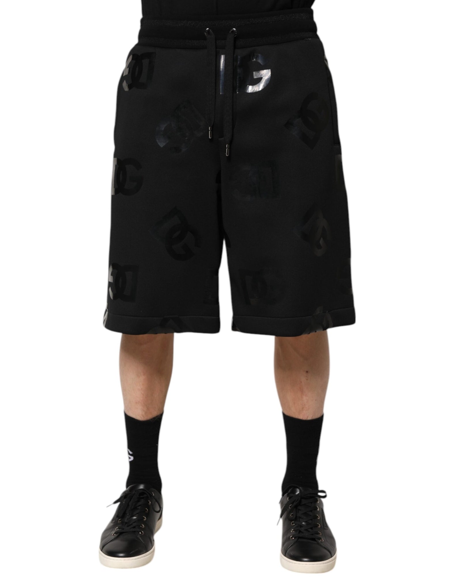 Bermuda en coton noir avec logo Dolce &amp; Gabbana