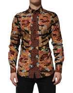 Dolce &amp; Gabbana GOLD Cotton Tiger Carretto Long Sleeve Shirt
