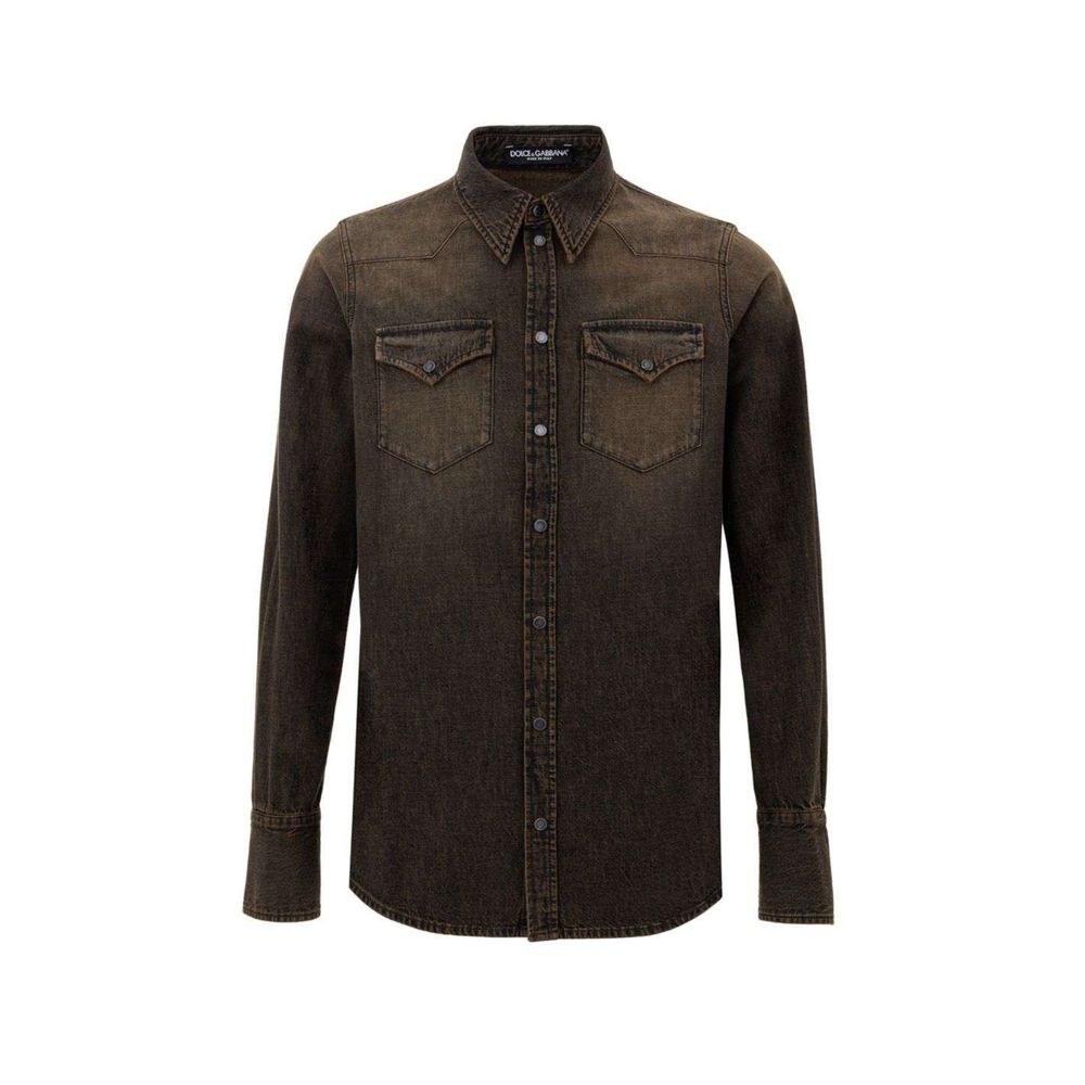 Denim de coton marron Dolce &amp; Gabbana