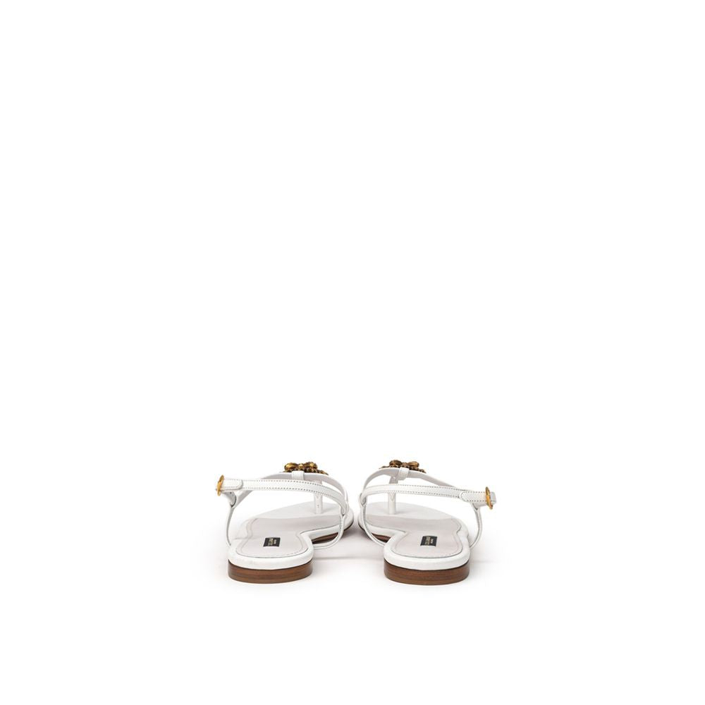Sandales tongs en cuir blanc Dolce & Gabbana