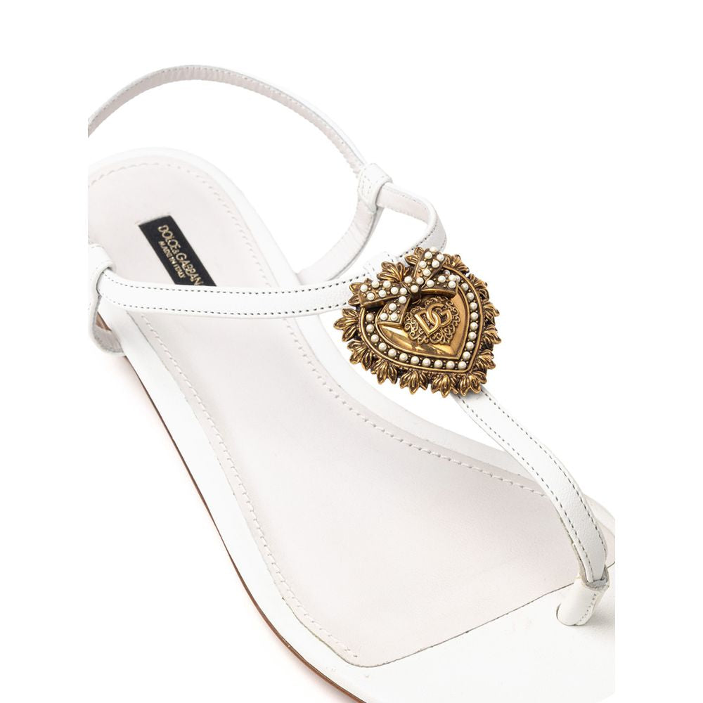 Sandales tongs en cuir blanc Dolce & Gabbana