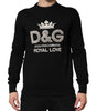 Dolce & Gabbana Black Cotton DG Crystal Embellished Sweater