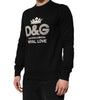 Dolce & Gabbana Black Cotton DG Crystal Embellished Sweater