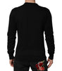 Dolce & Gabbana Black Cotton DG Crystal Embellished Sweater
