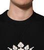 Dolce & Gabbana Black Cotton DG Crystal Embellished Sweater