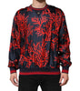 Dolce & Gabbana Navy Red Silk Coral Print Pullover Sweater