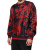 Dolce & Gabbana Navy Red Silk Coral Print Pullover Sweater