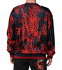 Dolce & Gabbana Navy Red Silk Coral Print Pullover Sweater