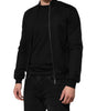 Dolce & Gabbana Black Cotton Logo Full Zip Men Bomber Jacket