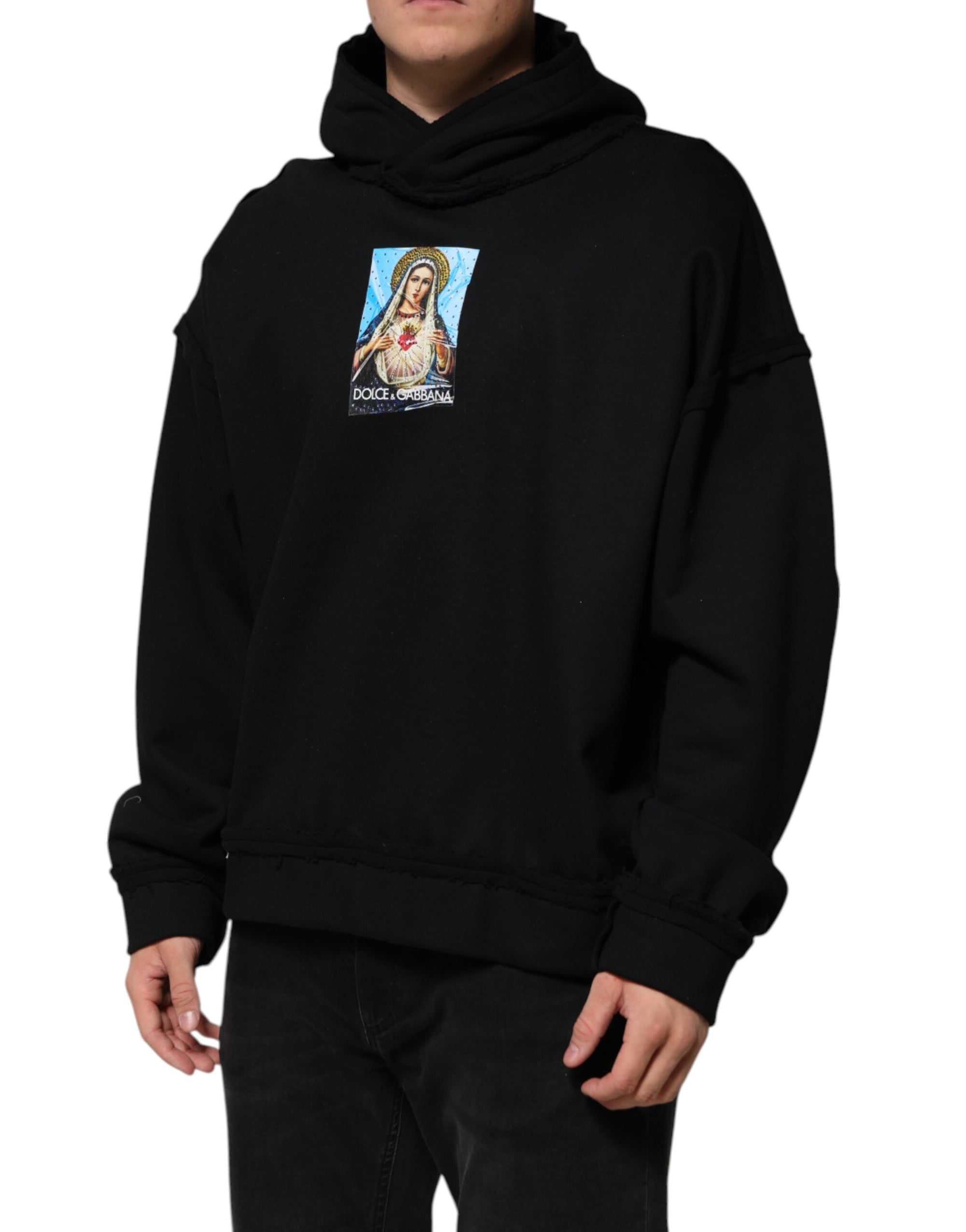 Veste à capuche noire imprimée et ornée de cristaux Dolce &amp; Gabbana