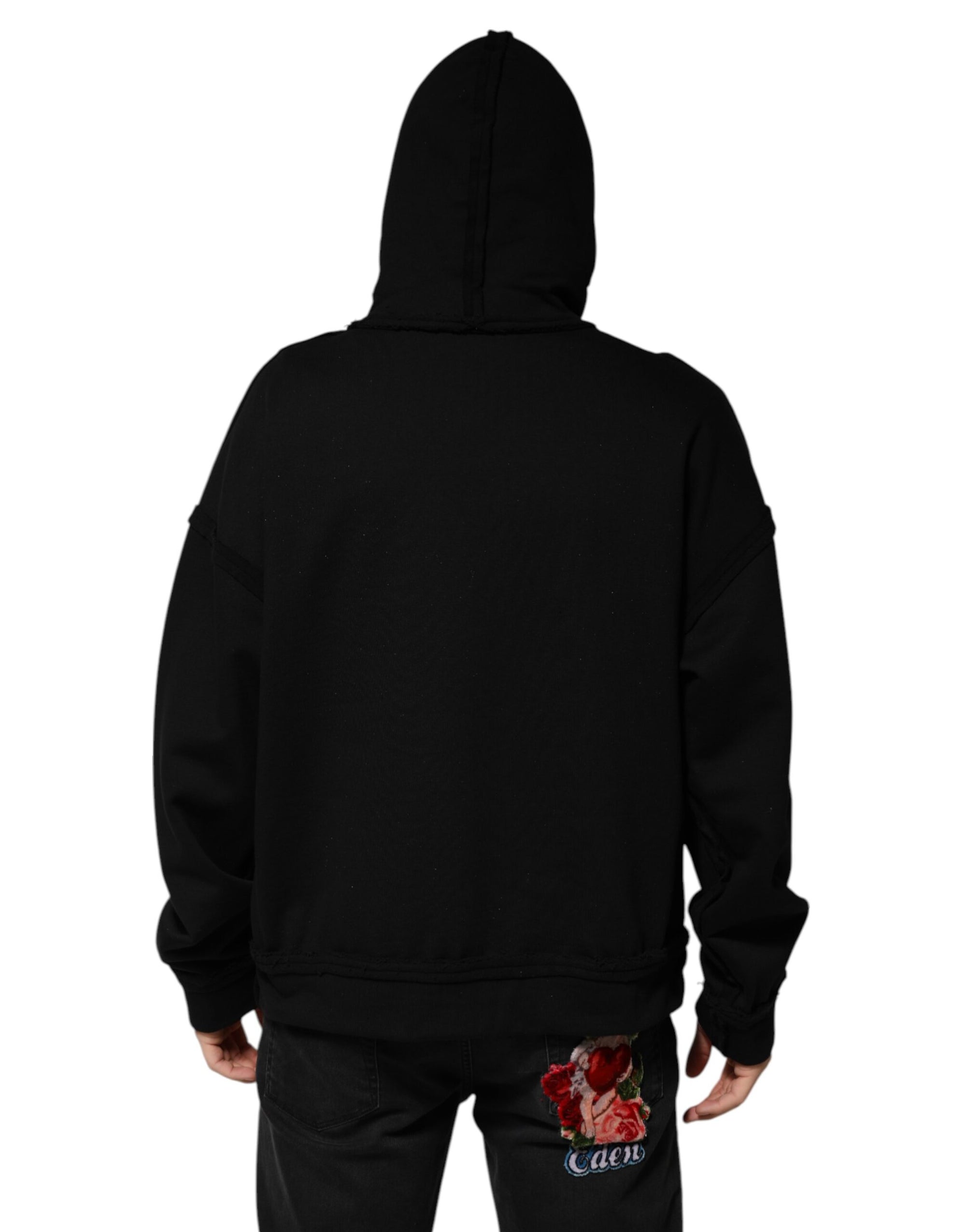 Veste à capuche noire imprimée et ornée de cristaux Dolce &amp; Gabbana