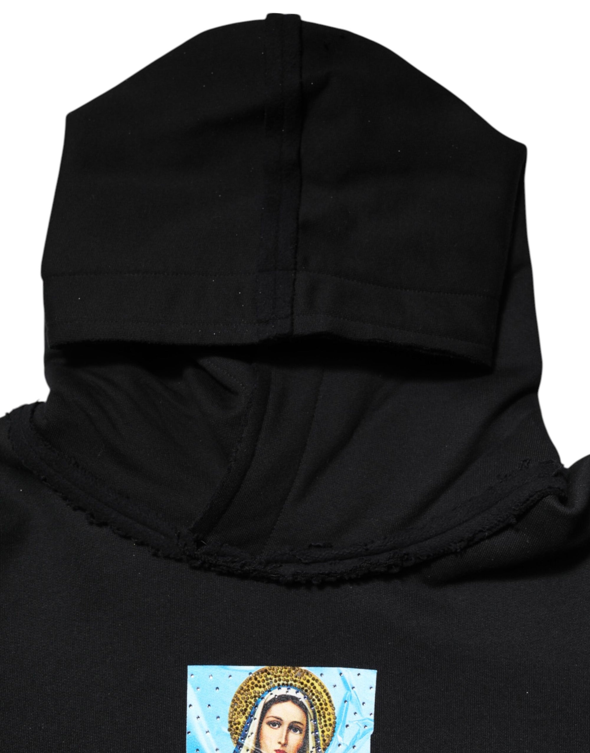 Veste à capuche noire imprimée et ornée de cristaux Dolce &amp; Gabbana