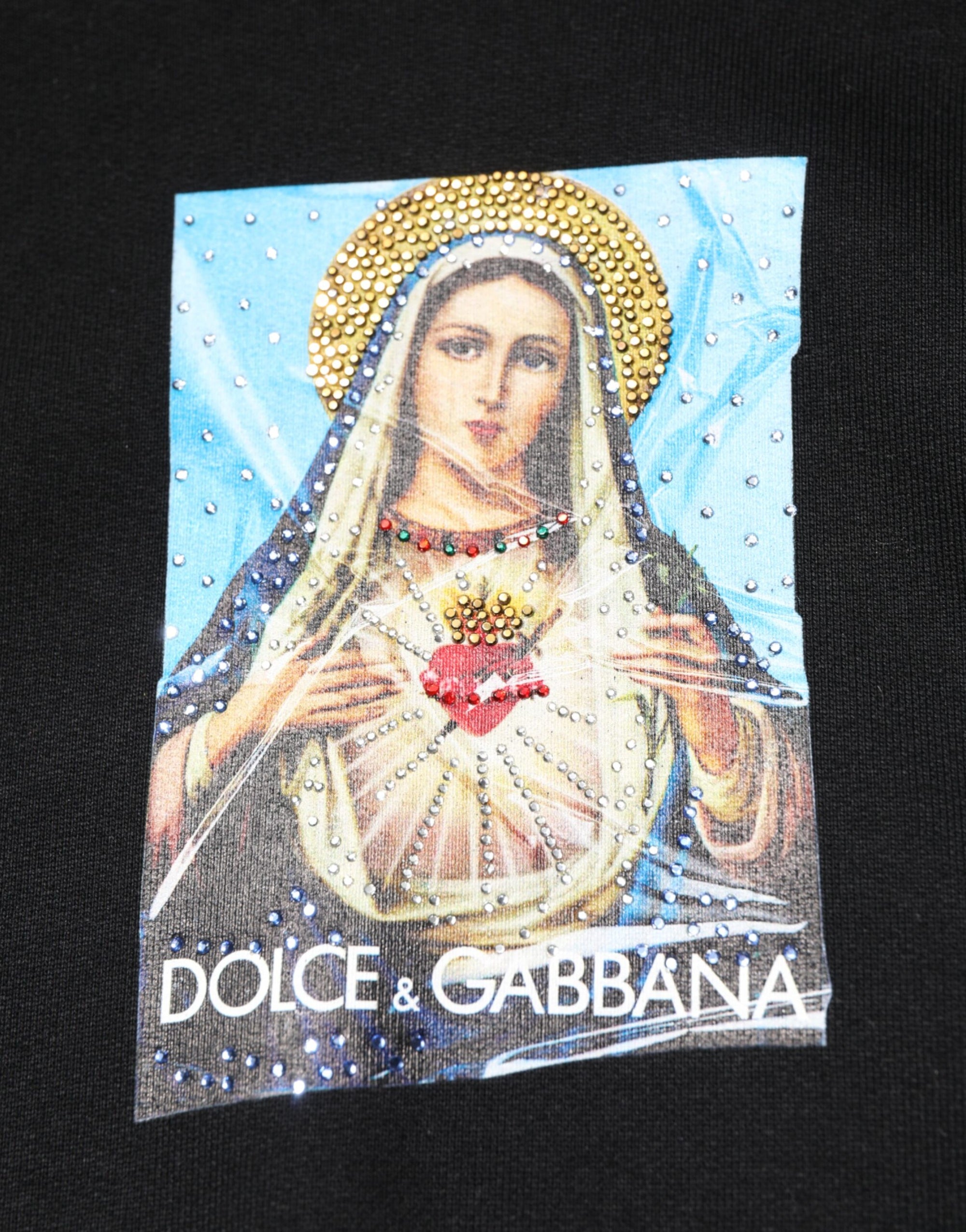 Veste à capuche noire imprimée et ornée de cristaux Dolce &amp; Gabbana