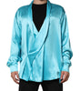 Dolce & Gabbana Aqua Blue Silk Wrap Style Long Sleeve Sweater