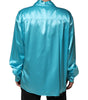 Dolce & Gabbana Aqua Blue Silk Wrap Style Long Sleeve Sweater