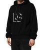 Dolce & Gabbana Black Cotton Oversize DG Logo Patch Hoodie Sweater