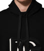 Dolce & Gabbana Black Cotton Oversize DG Logo Patch Hoodie Sweater