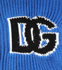 Dolce & Gabbana Blue Cotton Logo Patch Ribbed Knit Cardigan Sweater