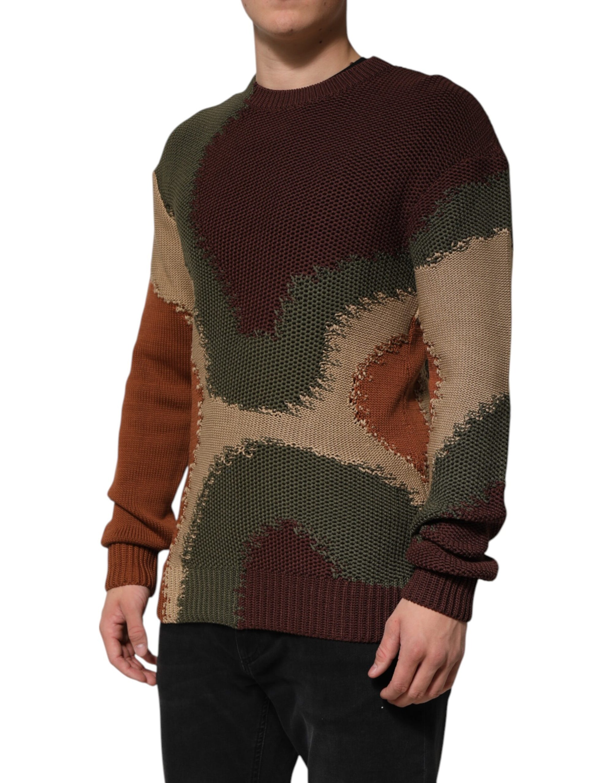 Pull-over Dolce &amp; Gabbana en coton multicolore abstrait pour homme