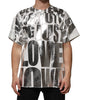 Dolce & Gabbana White Cotton Silver Metallic Slogan Print T-shirt