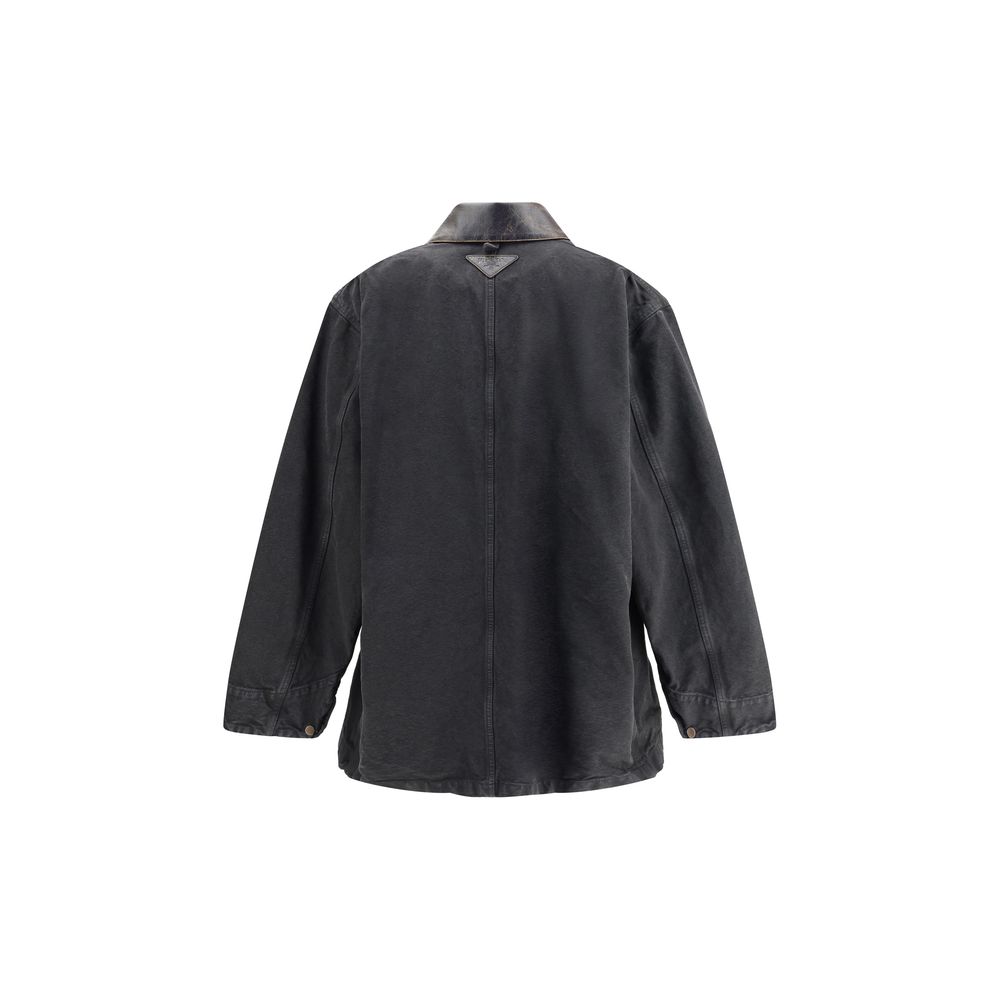Prada Denim Jacket with leather collar