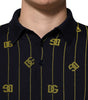 Dolce & Gabbana Black Logo Jacquard Knitted Polo Shirt T-shirt