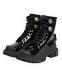 Dolce &amp; Gabbana Black Leather DG Logo Combat Ankle Boots Shoes