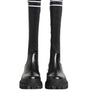 Dolce &amp; Gabbana Black White Polyester Socks High Boots Shoes