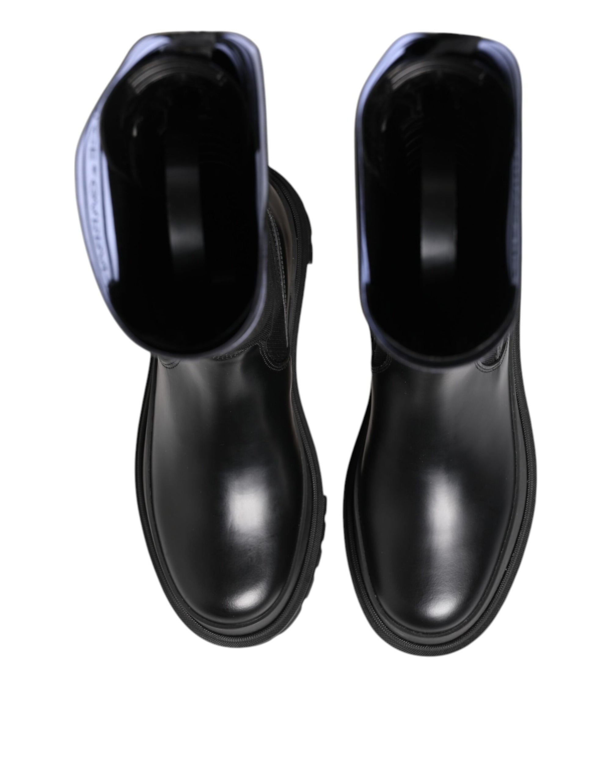 Dolce &amp; Gabbana Black White Polyester Socks High Boots Shoes