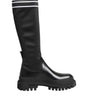 Dolce &amp; Gabbana Black White Polyester Socks High Boots Shoes