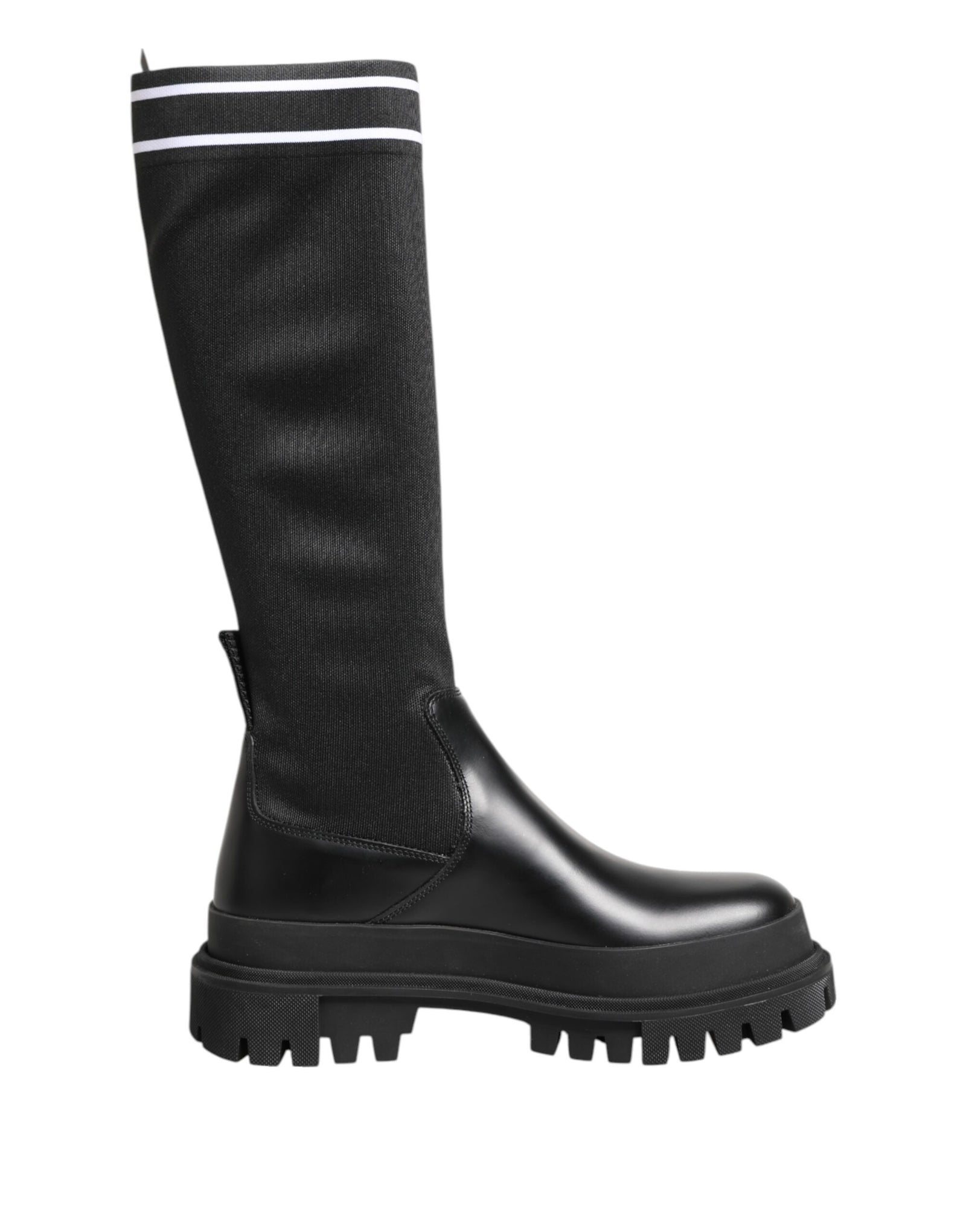 Dolce &amp; Gabbana Black White Polyester Socks High Boots Shoes