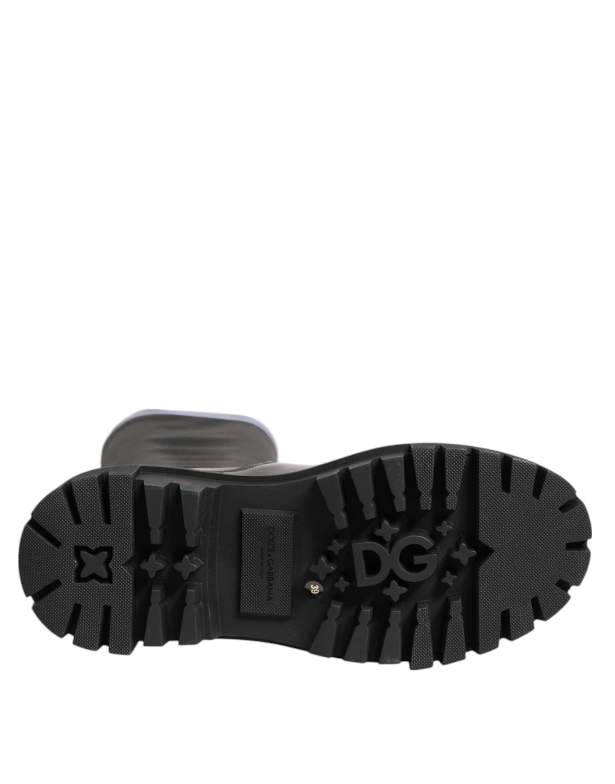 Dolce &amp; Gabbana Black White Polyester Socks High Boots Shoes