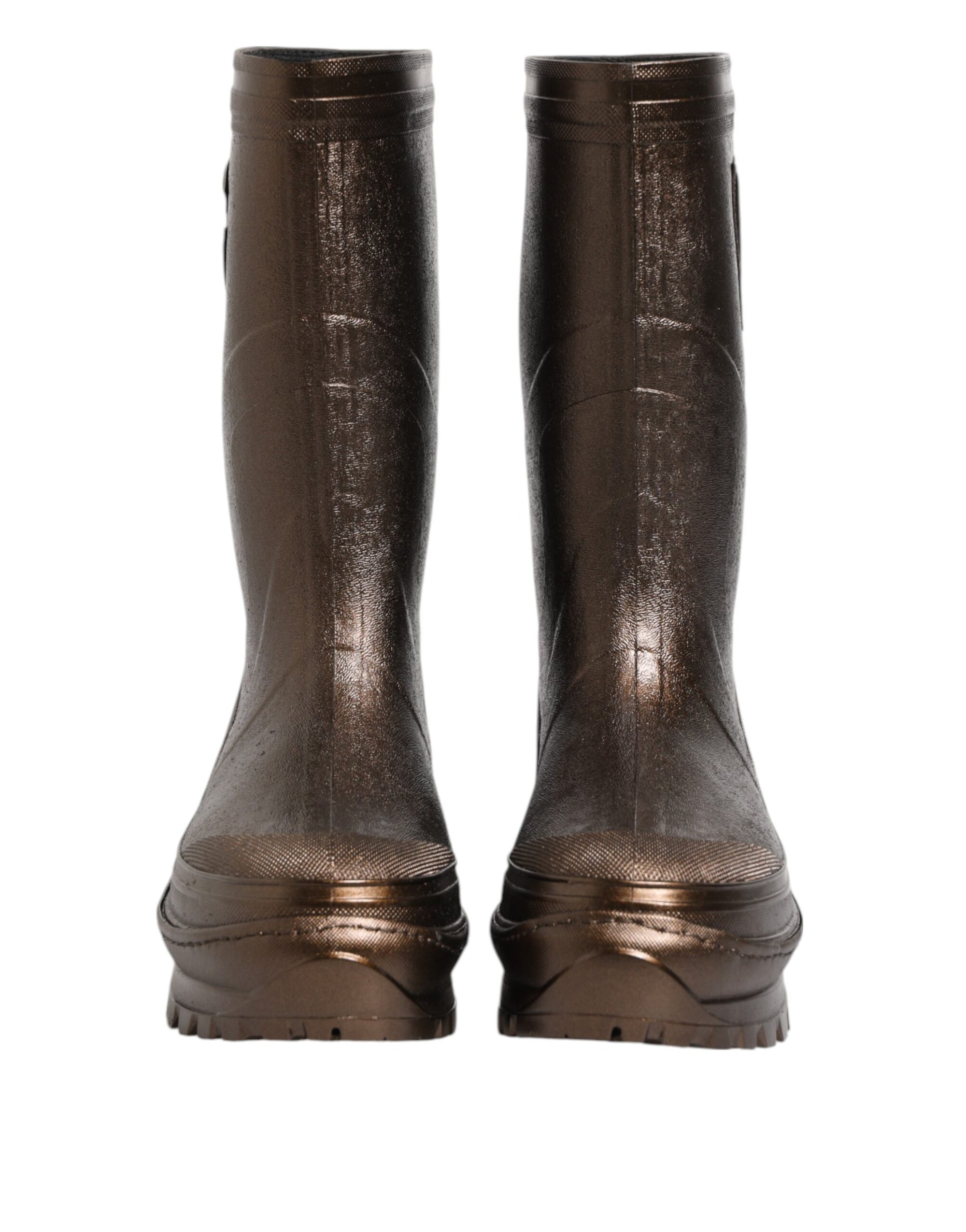 Dolce &amp; Gabbana Metallic Bronze Pull On Rain Boots Shoes