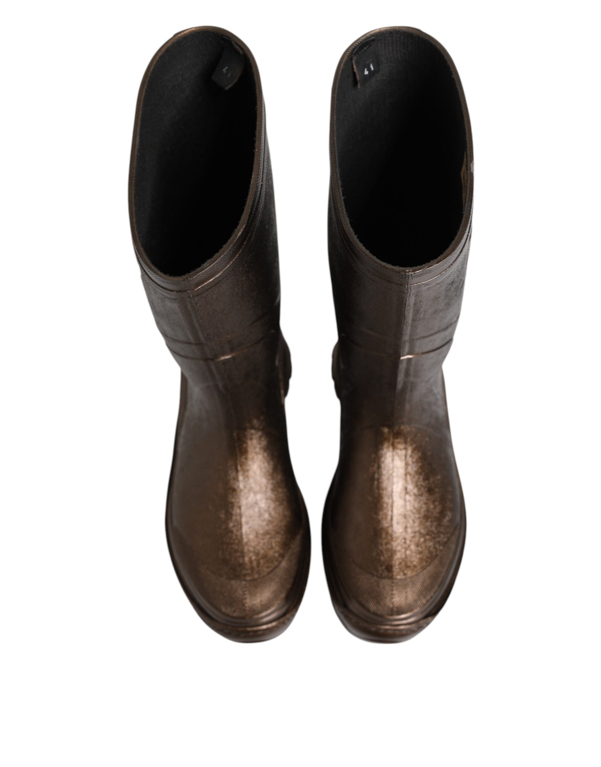 Dolce &amp; Gabbana Metallic Bronze Pull On Rain Boots Shoes