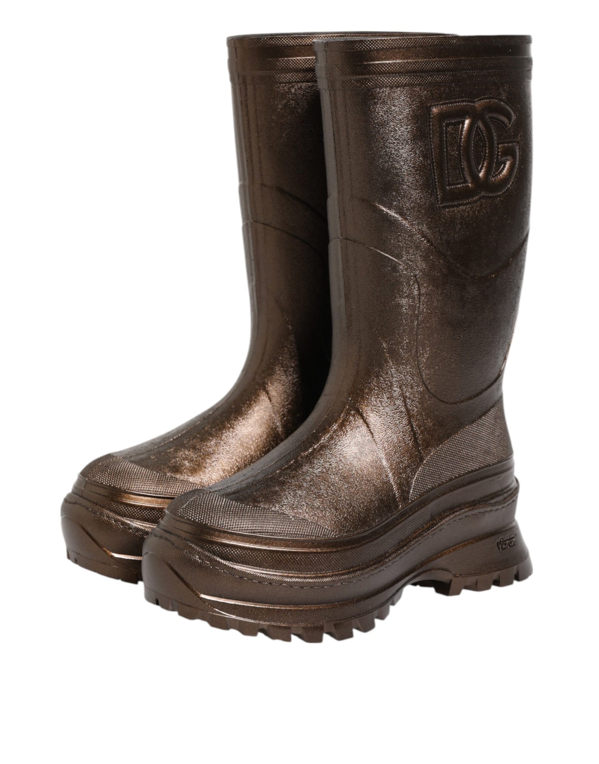 Dolce &amp; Gabbana Metallic Bronze Pull On Rain Boots Shoes