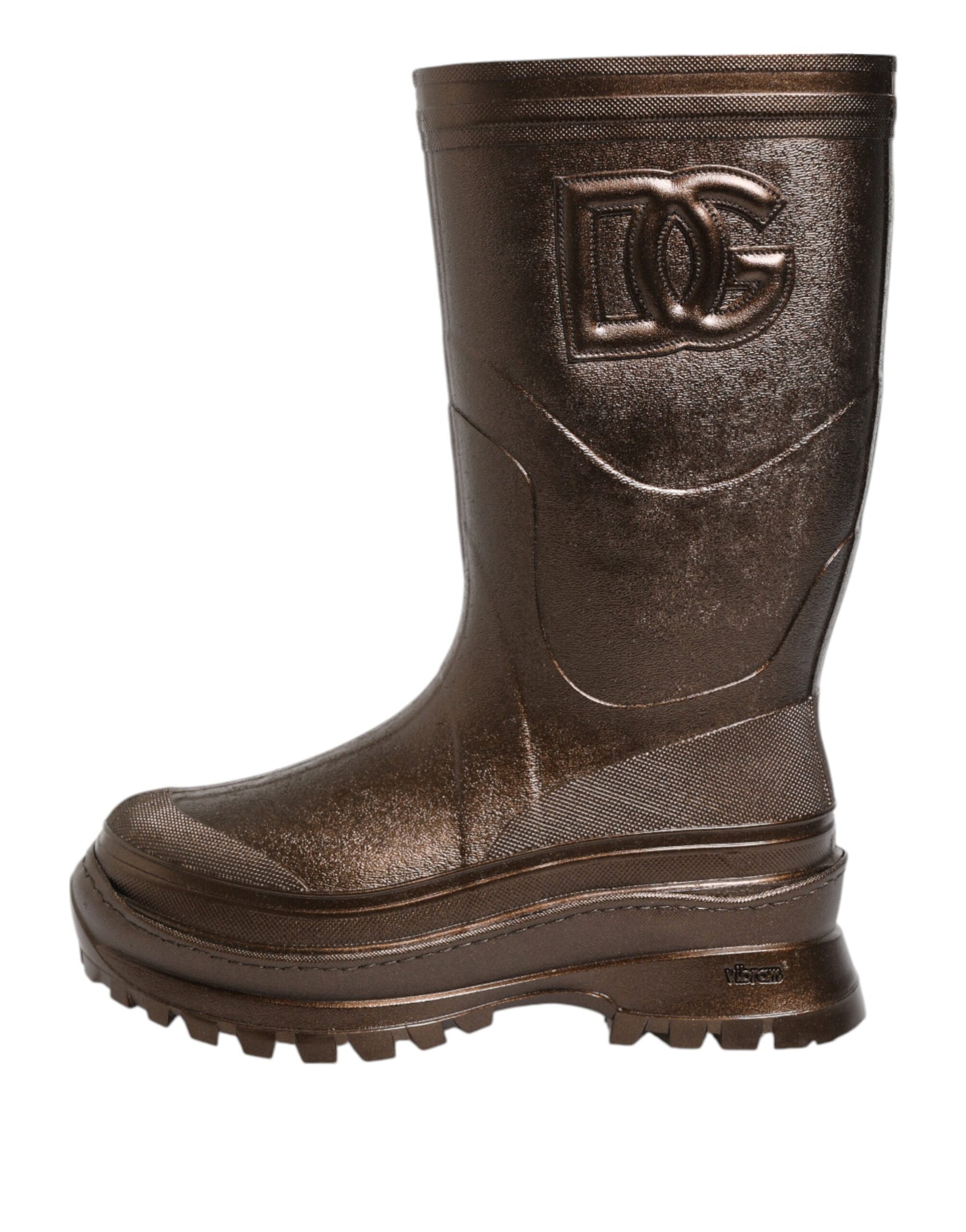 Dolce &amp; Gabbana Metallic Bronze Pull On Rain Boots Shoes