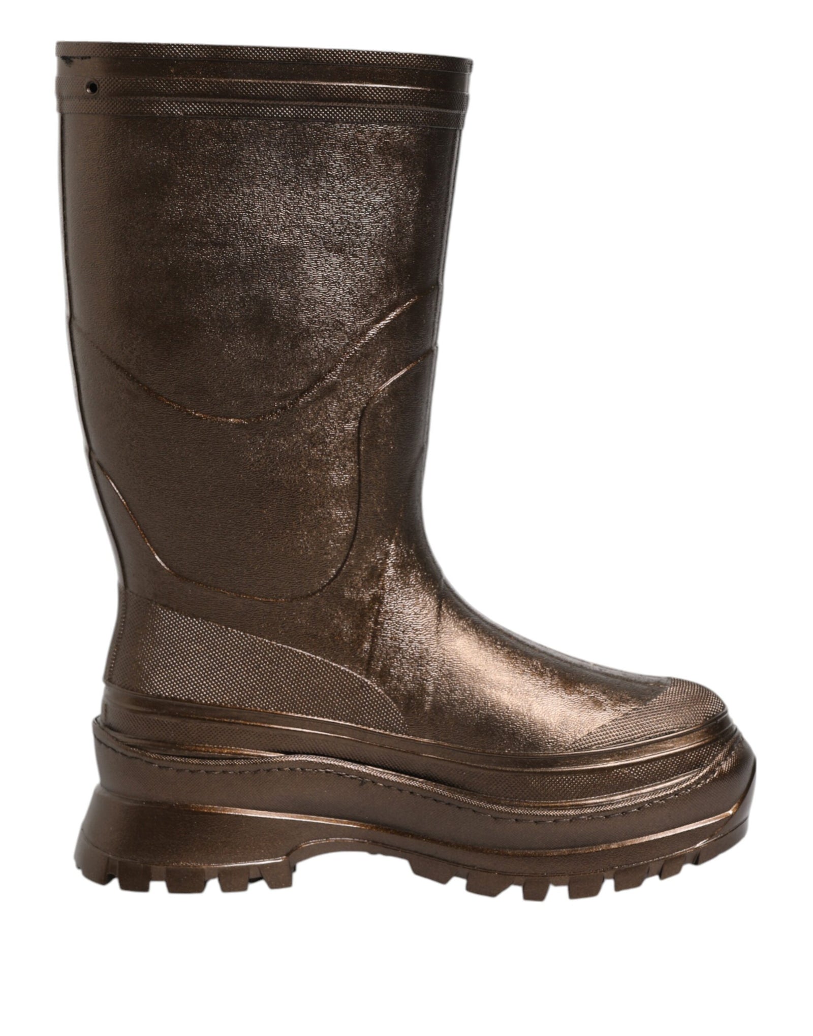 Dolce &amp; Gabbana Metallic Bronze Pull On Rain Boots Shoes