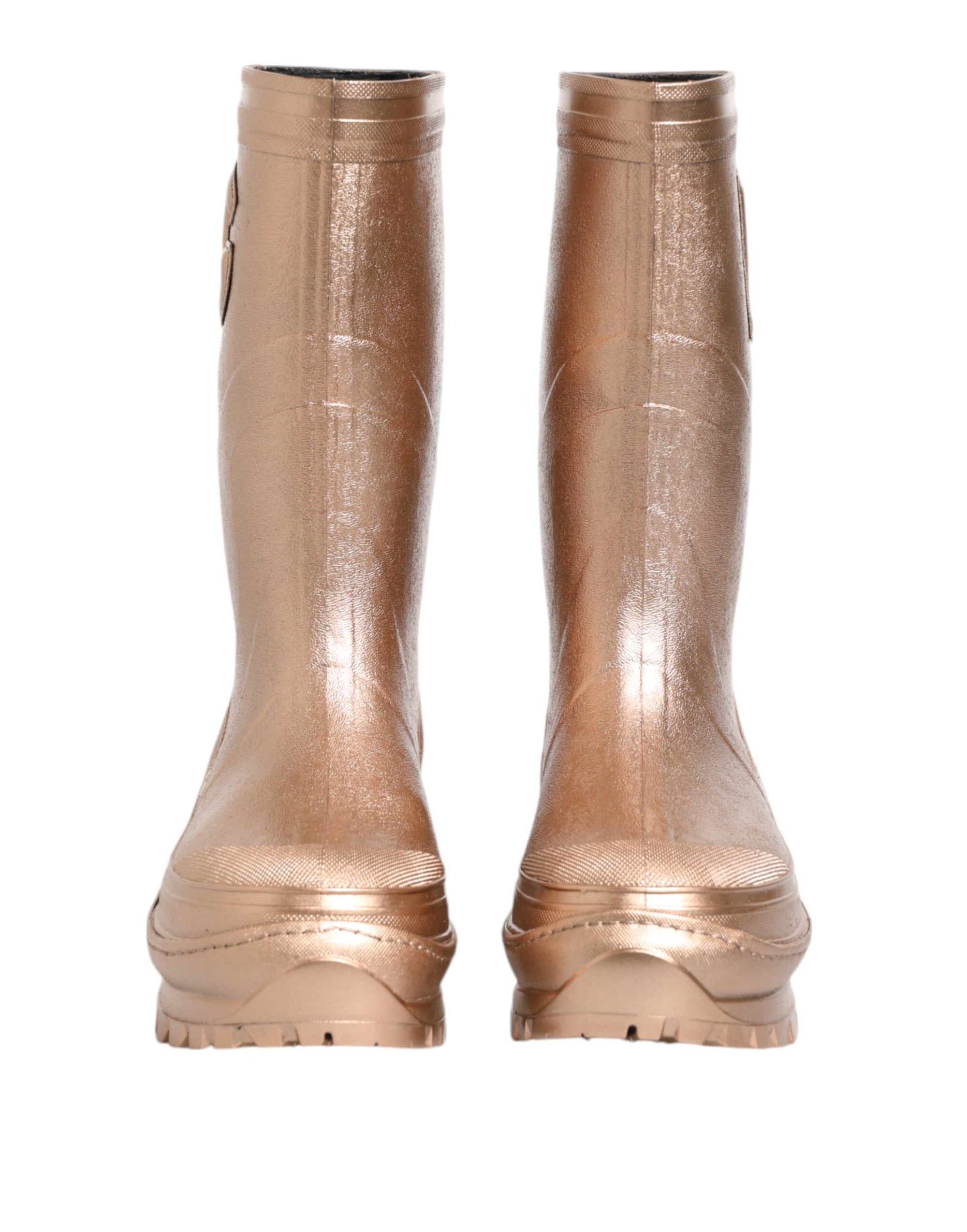 Bottes de pluie à enfiler en caoutchouc or rose Dolce & Gabbana