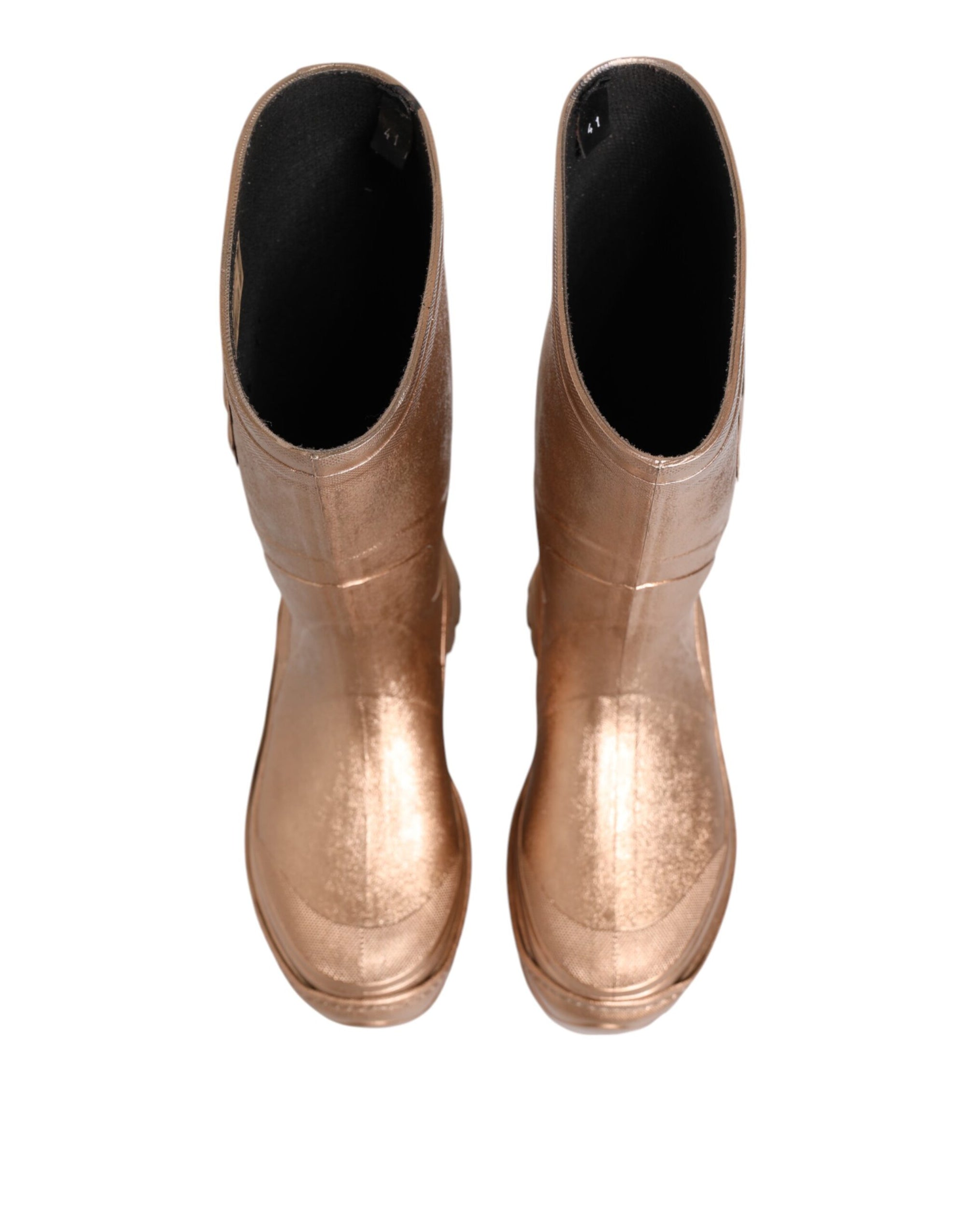 Bottes de pluie à enfiler en caoutchouc or rose Dolce & Gabbana