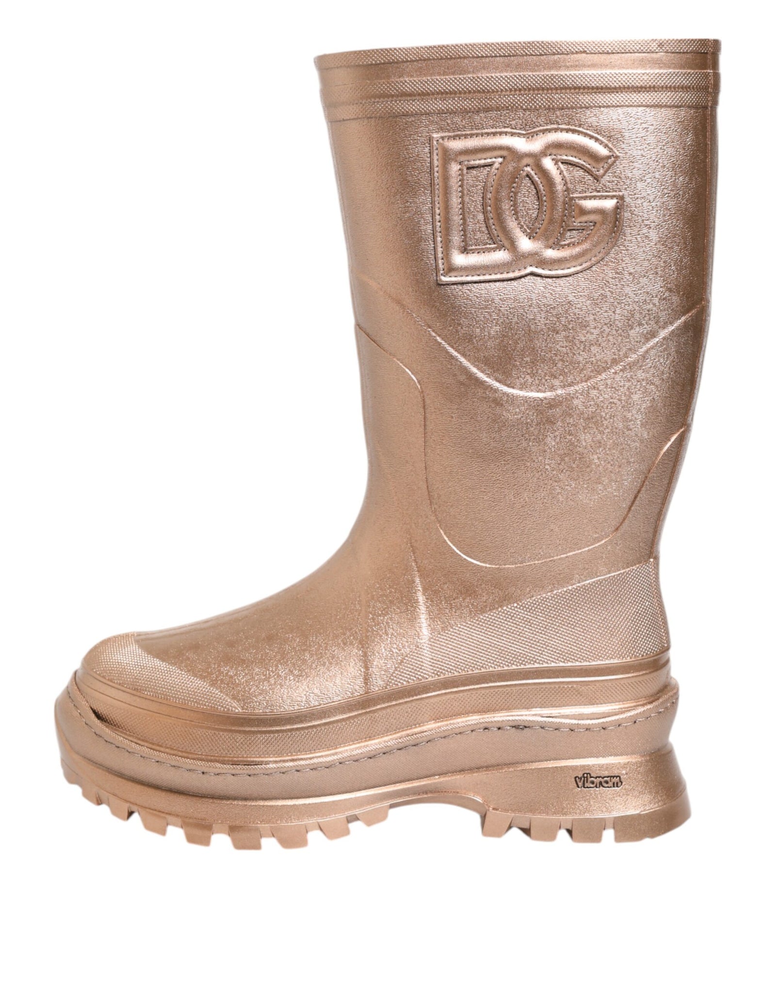 Dolce &amp; Gabbana Rose Gold Rubber Pull On Rain Boots Shoes