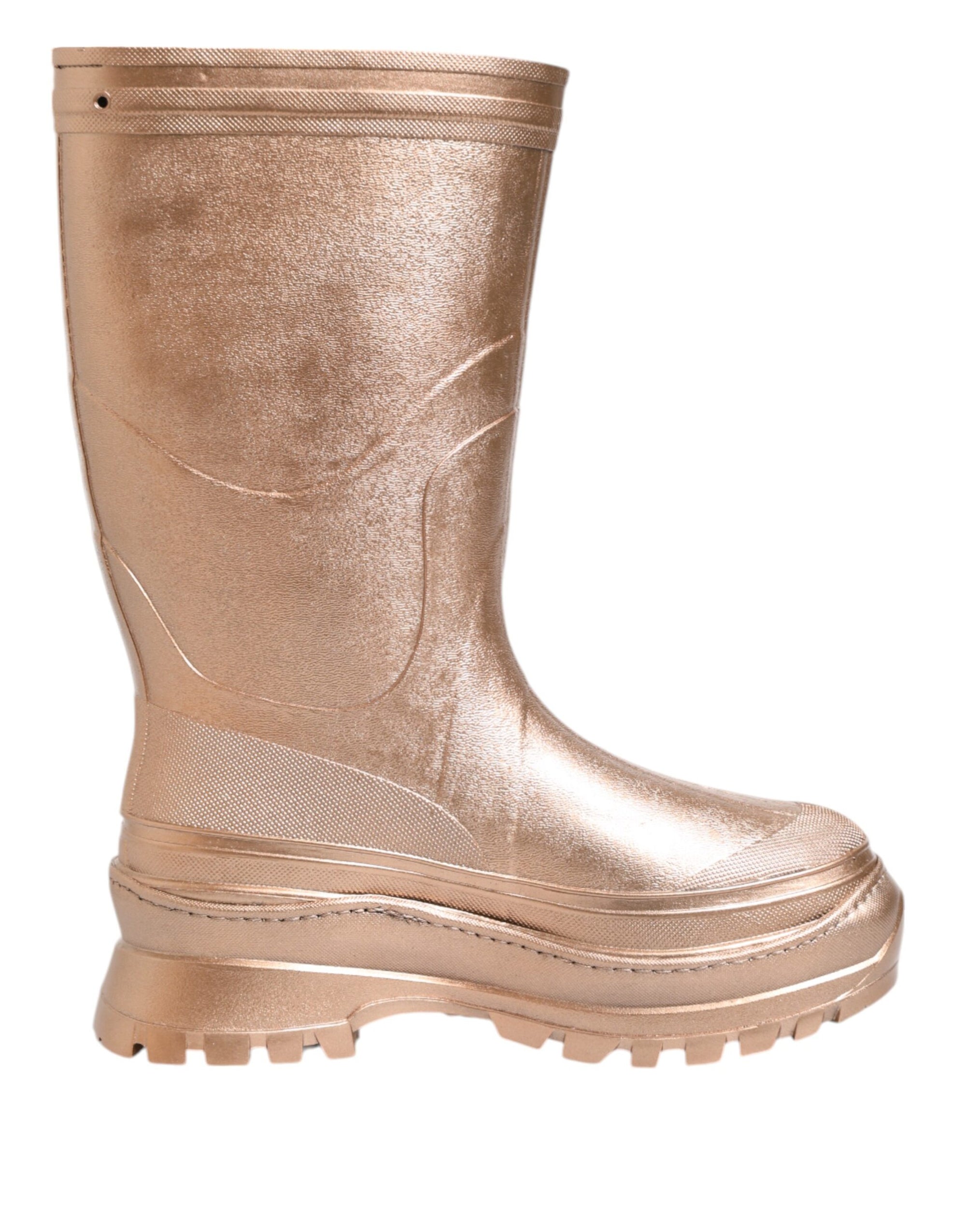 Bottes de pluie à enfiler en caoutchouc or rose Dolce & Gabbana