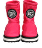 Dolce &amp; Gabbana Pink White Viscose Padded Mid Calf Boots Shoes