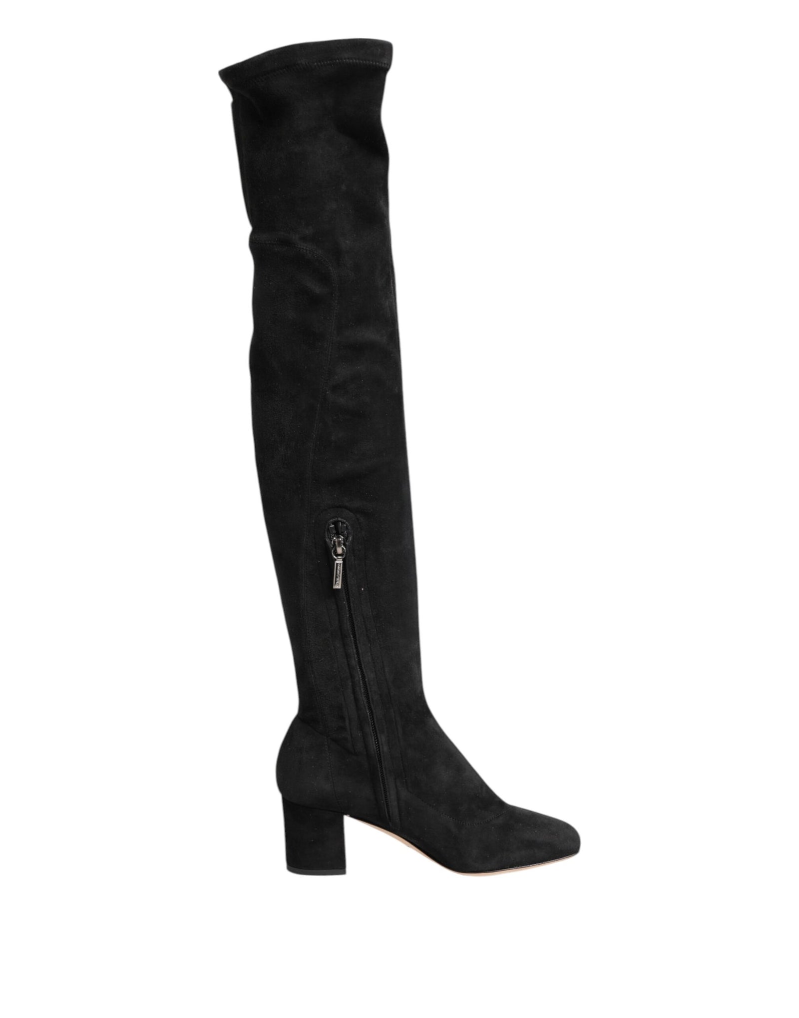 Dolce &amp; Gabbana Black Suede Leather Knee High Boots Shoes