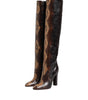 Dolce &amp; Gabbana Brown Python Snakeskin Print Riding Boots Shoes