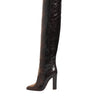 Dolce &amp; Gabbana Brown Python Snakeskin Print Riding Boots Shoes