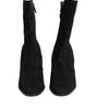 Dolce &amp; Gabbana Black Suede Leather Mid Calf Boots Shoes