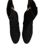 Dolce &amp; Gabbana Black Suede Leather Mid Calf Boots Shoes