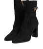 Dolce &amp; Gabbana Black Suede Leather Mid Calf Boots Shoes