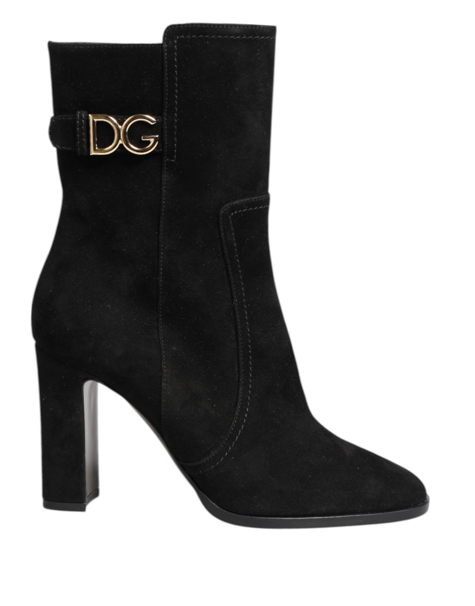 Dolce &amp; Gabbana Black Suede Leather Mid Calf Boots Shoes